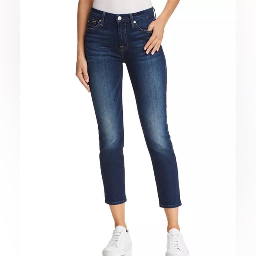 7 For All Mankind Kimmie Crop Dark Blue Denim Jeans